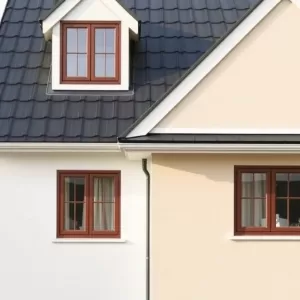 Jaki kolor elewacji do czarnego dachu i brązowych okien