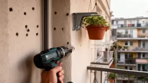 Wiercenie w elewacji na balkonie