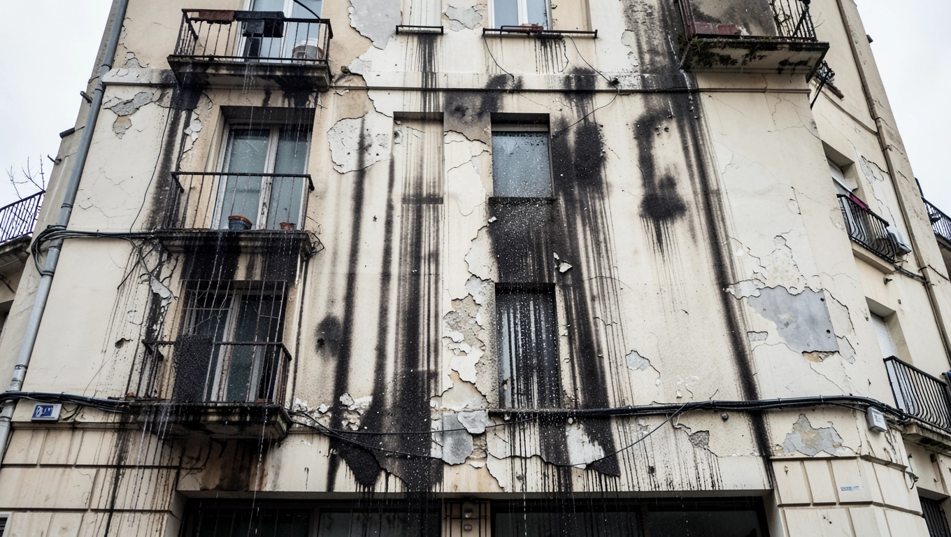 Skutki zacieków dla elewacji budynku